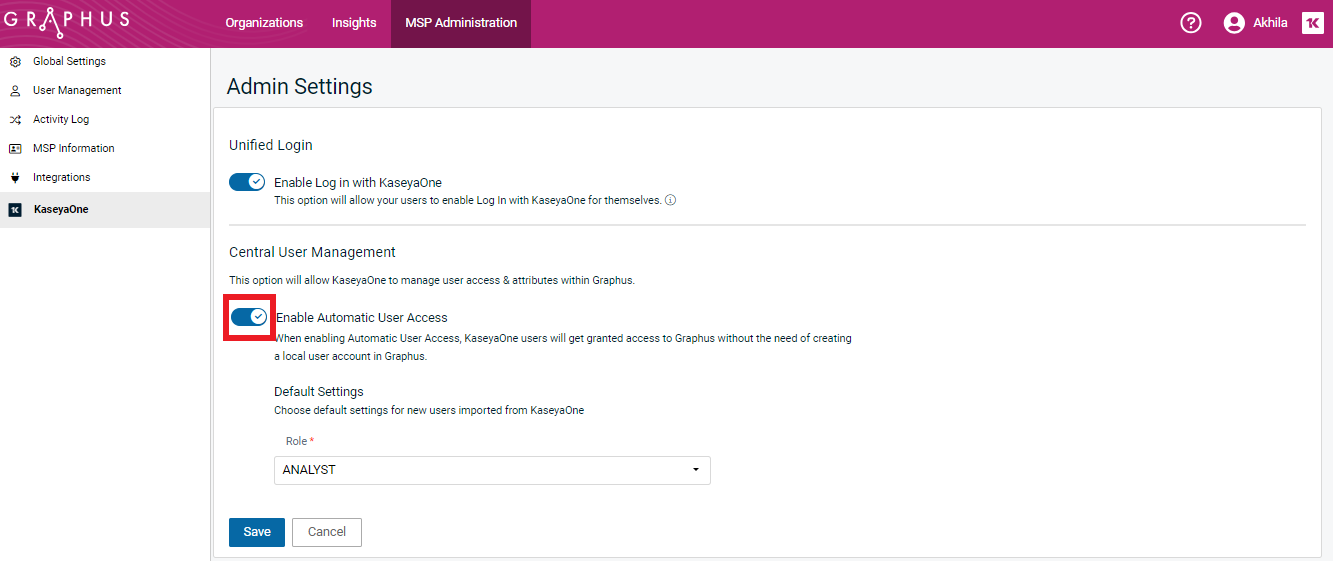 Setting up Automatic User Access with KaseyaOne for Graphus